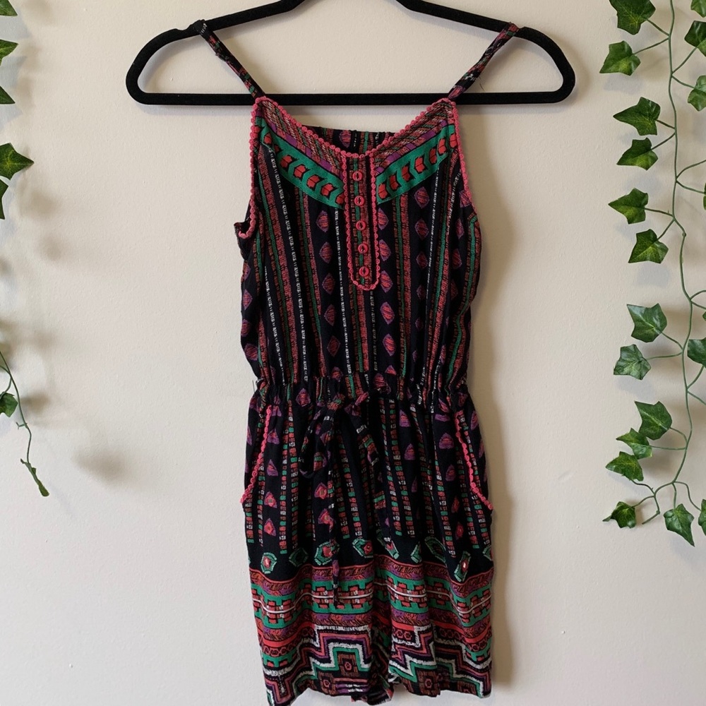 Geometric Black and Pink Romper